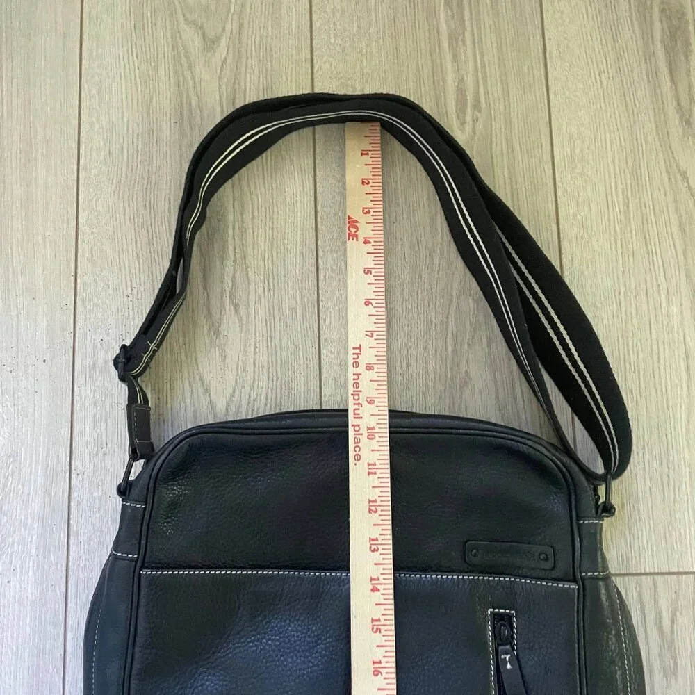 Storksak Leather Jamie Messenger Bag Shoulder Bag Black Dad Work Office